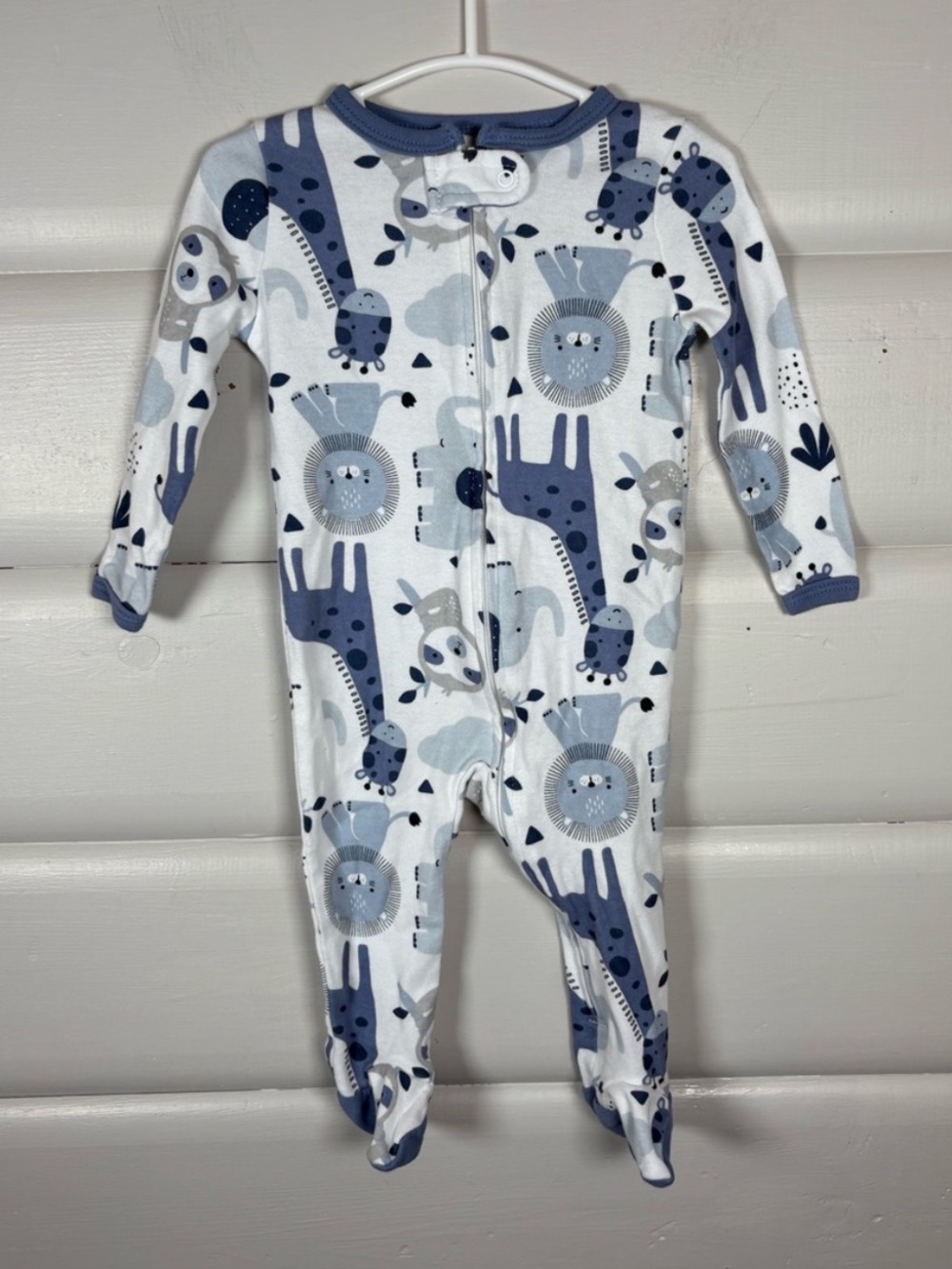 3/$25 The Peanutshell Safari Animal Footed Zip Sleeper 9M Cotton Baby Boy 9m